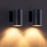 Mirrea 7in Modern Outdoor Porch Light Patio Light In 2 Lights With Aluminum Cylinder And Tempered Glass Cover Waterproof Wall Sconce 2 Pack Matte Black