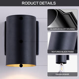 Mirrea 7in Modern Outdoor Porch Light Patio Light In 2 Lights With Aluminum Cylinder And Tempered Glass Cover Waterproof Wall Sconce 2 Pack Matte Black