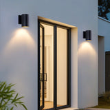 Mirrea 7in Modern Outdoor Porch Light Patio Light In 2 Lights With Aluminum Cylinder And Tempered Glass Cover Waterproof Wall Sconce 2 Pack Matte Black