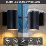 Mirrea 7in Modern Outdoor Porch Light Patio Light In 2 Lights With Aluminum Cylinder And Tempered Glass Cover Waterproof Wall Sconce 2 Pack Matte Black
