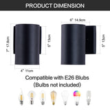 Mirrea 7in Modern Outdoor Porch Light Patio Light In 2 Lights With Aluminum Cylinder And Tempered Glass Cover Waterproof Wall Sconce 2 Pack Matte Black