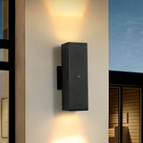 Outdoor Wall Light Fixture,Exterior Lighting Fixtures,Dusk To Dawn Modern Sconce Lights For Porch Patio Garage Front Door Black,Square,with Sensor,2PK