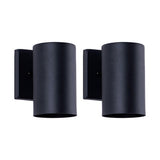 Mirrea 7in  Modern Outdoor Porch Light Patio Light In 2 Lights With Aluminum Cylinder And Tempered Glass Cover Waterproof Wall Sconce 2 Pack  Matte Black
