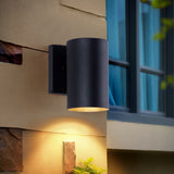 Mirrea 7in  Modern Outdoor Porch Light Patio Light In 2 Lights With Aluminum Cylinder And Tempered Glass Cover Waterproof Wall Sconce 2 Pack  Matte Black